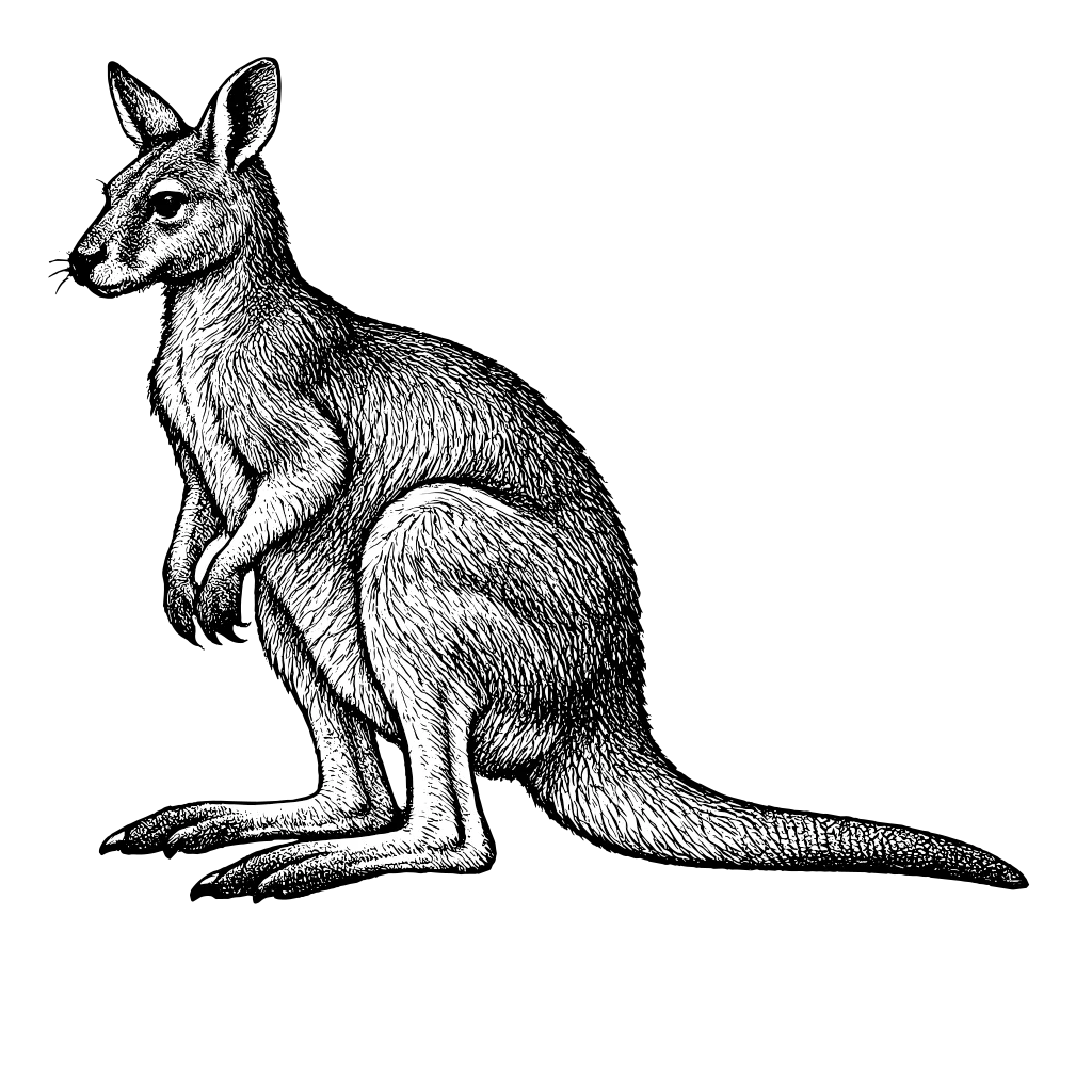 Woodcut illustration of a Red Kangaroo