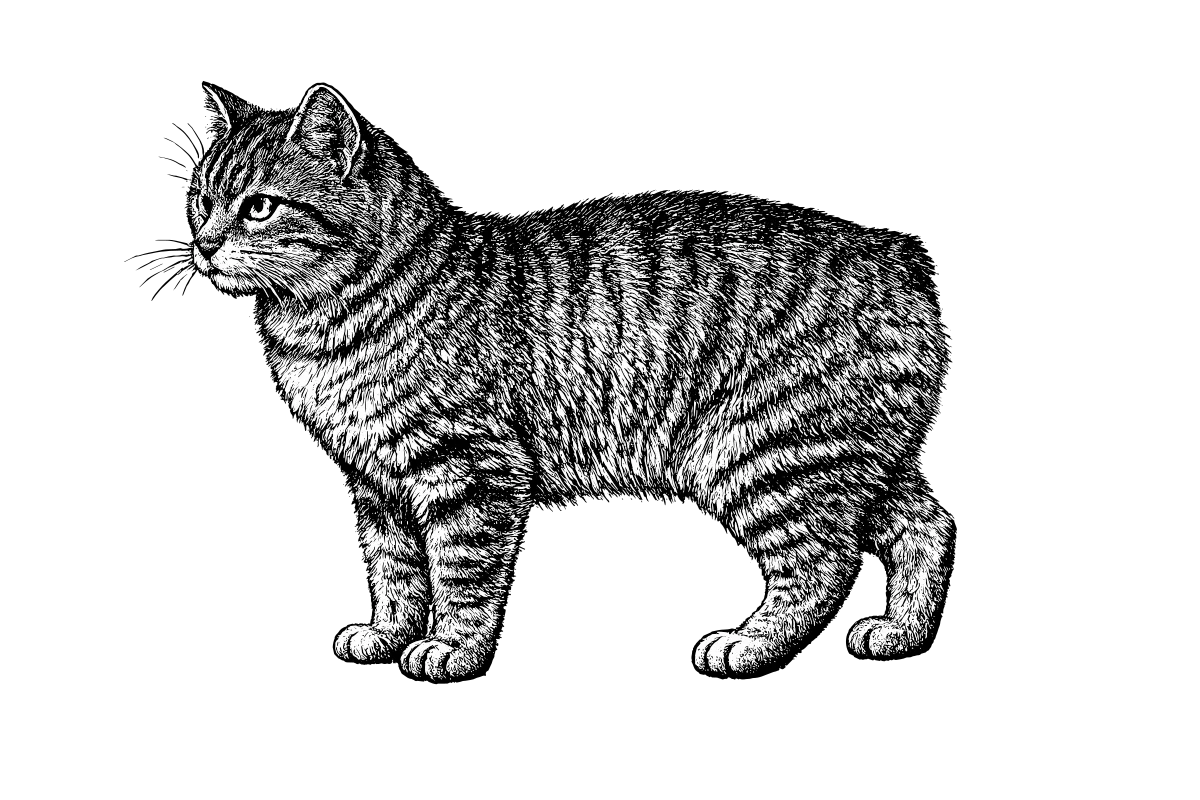 Woodcut illustration of a Manx