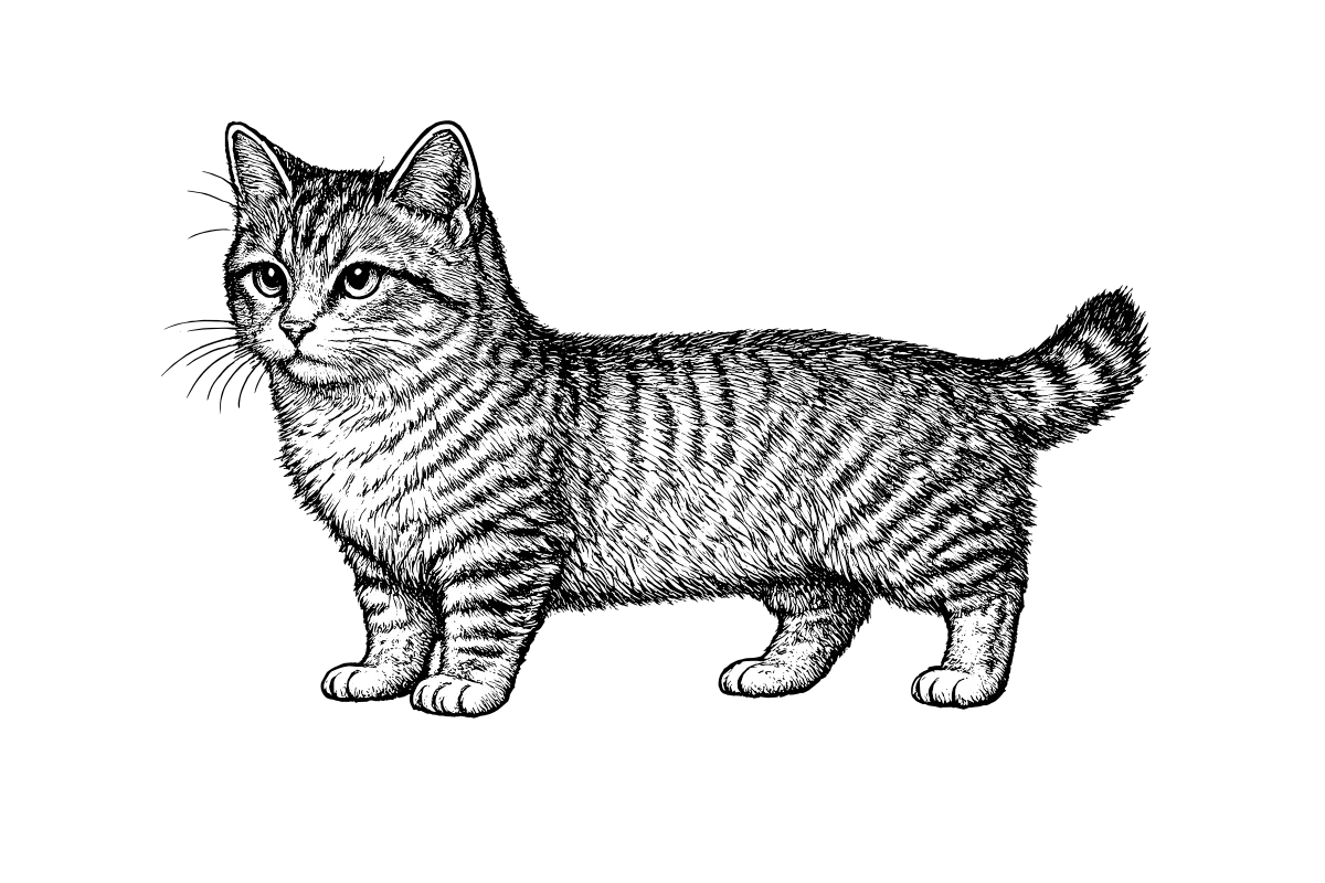 Woodcut illustration of a Munchkin